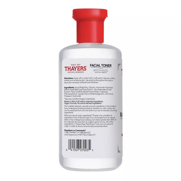 Thayers Rose Petal Witch Hazel With Aloe Vera Formula Alcohol Free Toner, 12 Oz