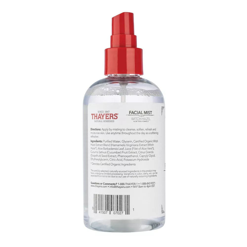 Thayers Natural Remedies Witch Hazel Toner Facial Mist, Cucumber, 8 Oz