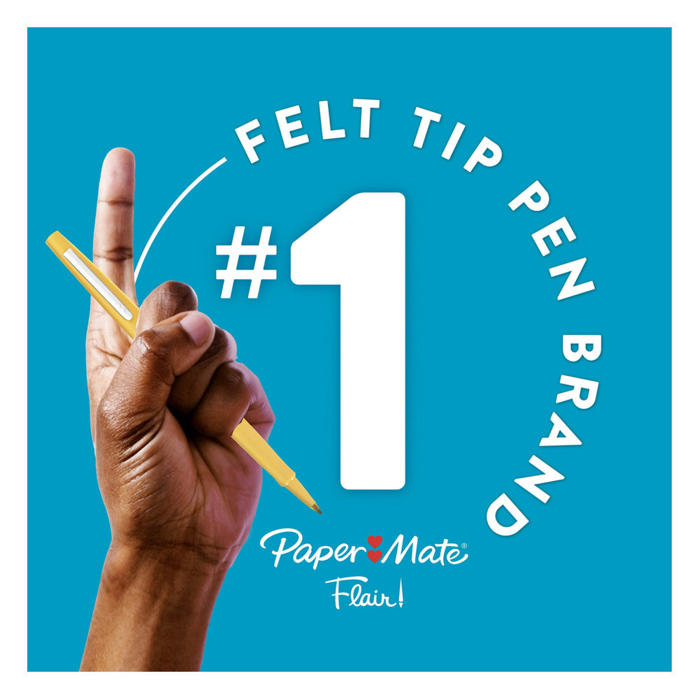 Paper Mate Flair Medium Point Felt Tip Pen, Black, 2/Pack