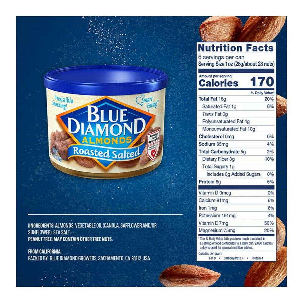 Blue Diamond Roasted Almonds Salted, 6 Oz