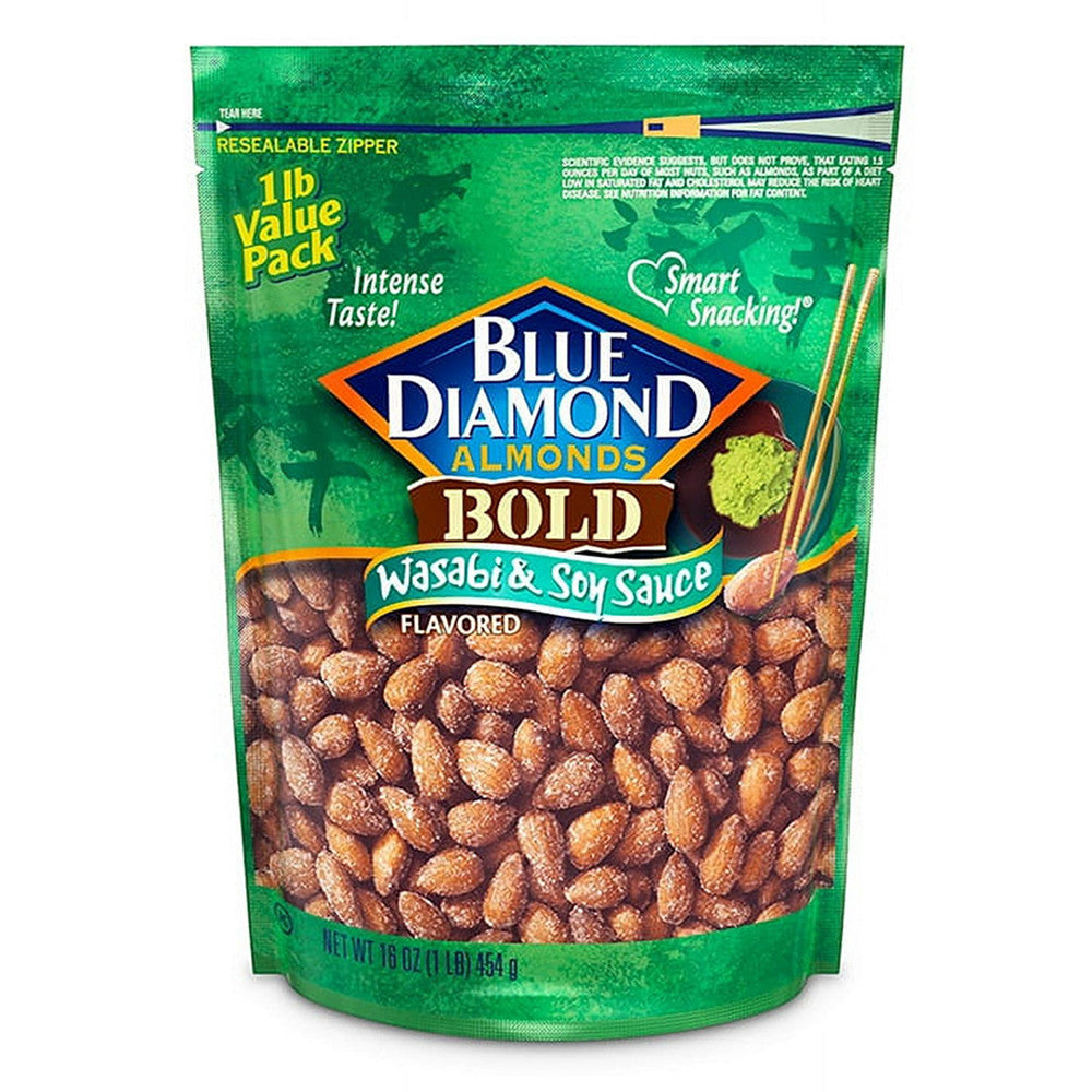 Blue Diamond Almonds, Bold Wasabi and Soy Sauce Flavor, 16 Oz