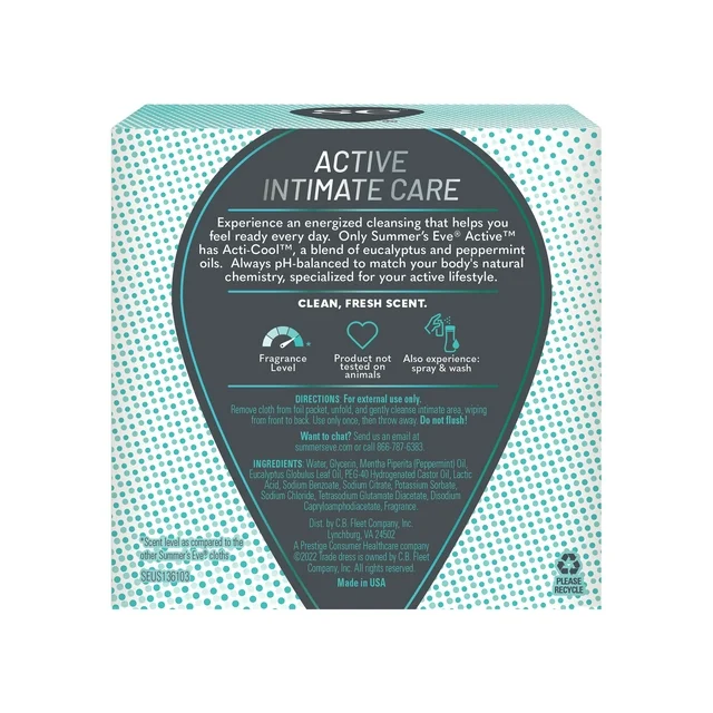 Summers Eve Active Daily Performance Feminine Cleansing Cloths, 14 Ea