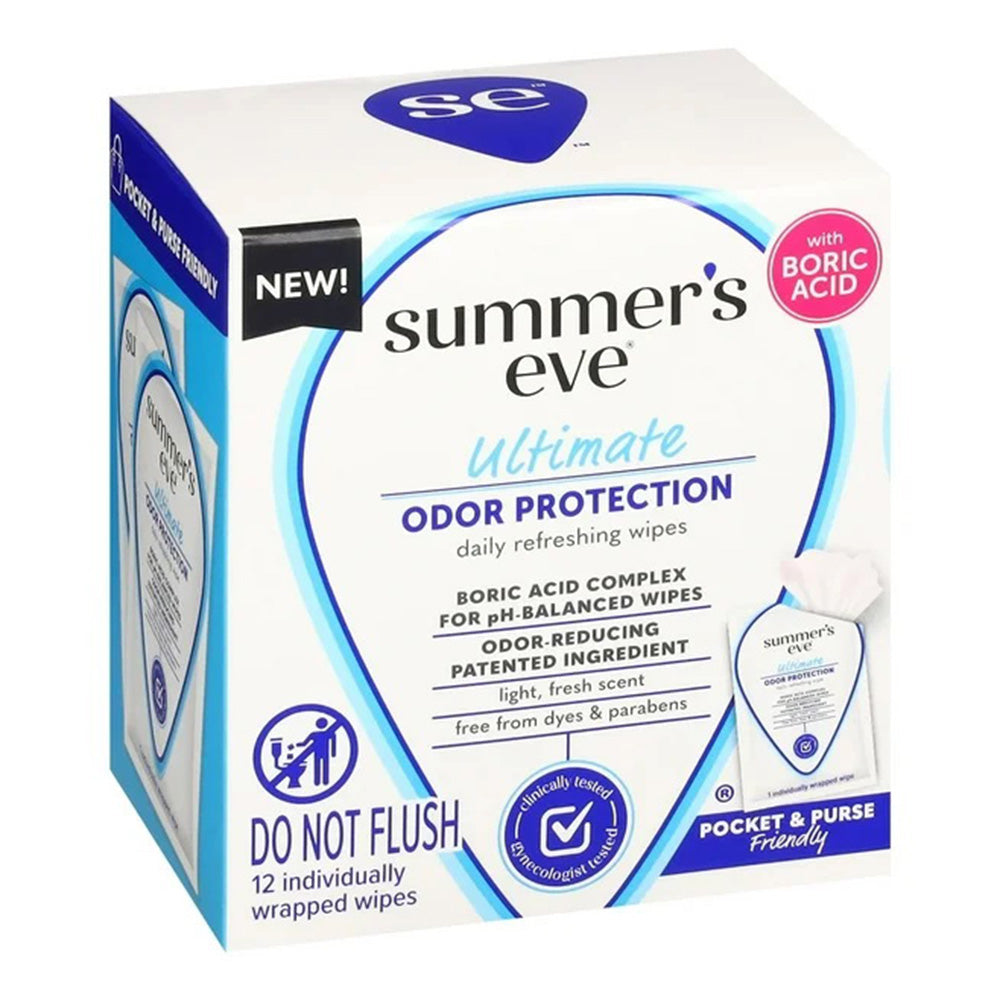 Summers Eve Ultimate Odor Protection Daily Refreshing Individual Wipes 12Ea