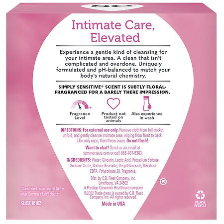 Summers Eve Feminine Cleansing Cloths, Simply Sensitive Skin - 16 Ea