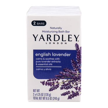 Yardley London Savon English Lavender, Moisturizing Bars, 4.25 Oz, 2 Ea
