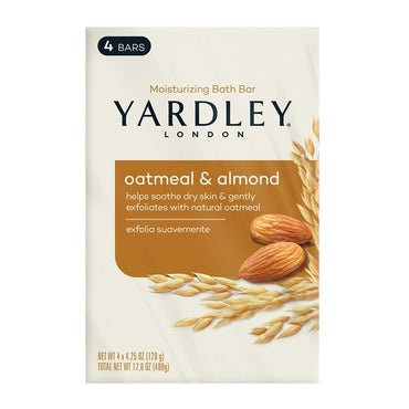 Yardley London Moisturizing Soap, Natural Oatmeal And Almond, 4.25 Oz, 4 Ea