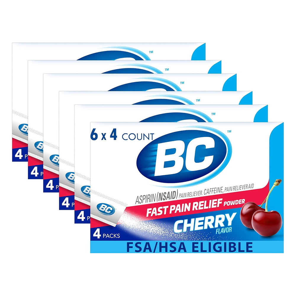 BC Fast Acting Relieves Headache and Body Pain Cherry Headache Powder 4Ea