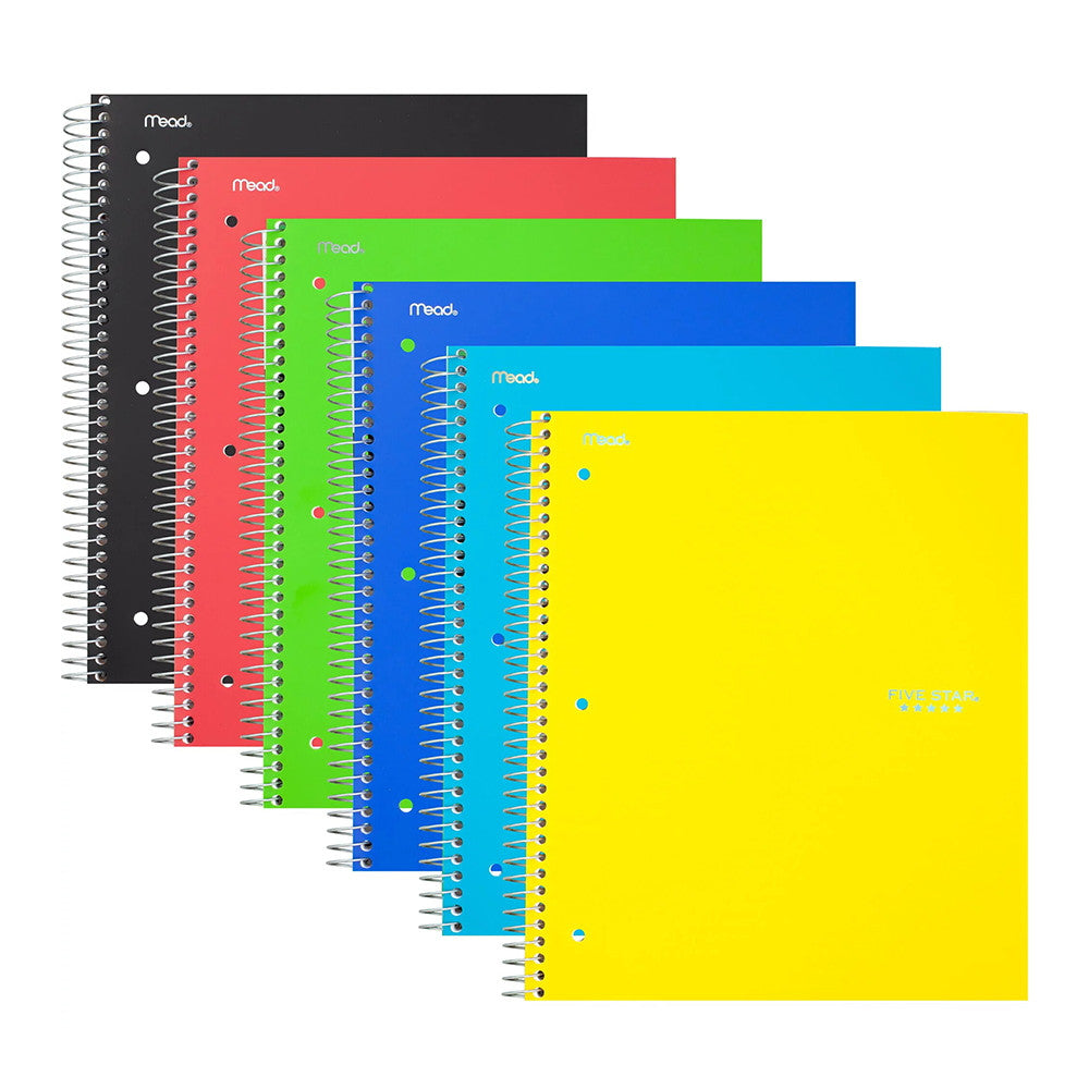 Mead Five Star 2 Subject College Ruled Notebook, 120 Sheets, Assorted Colors, 1 Ea