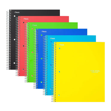 Mead Five Star 2 Subject College Ruled Notebook, 120 Sheets, Assorted Colors, 1 Ea
