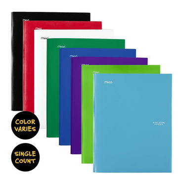 Five Star 2 Pocket and Prong Folders, Stay Put Tabs, Assorted Colors, 1 Ea