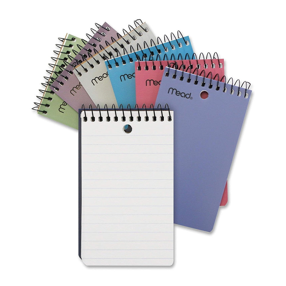 Mead Poly Cover 3X5 Wire Memo, 100 Sheets, Assorted Colors, 1 Ea