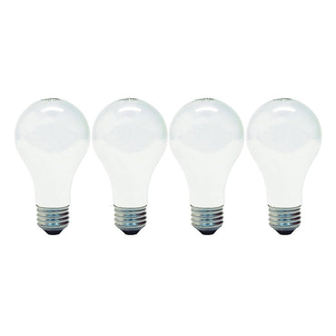 GE Lighting A19 Halogen Light Bulb, 43-Watt, Dimmable, Soft White Finish, Medium Base, 4 Ea