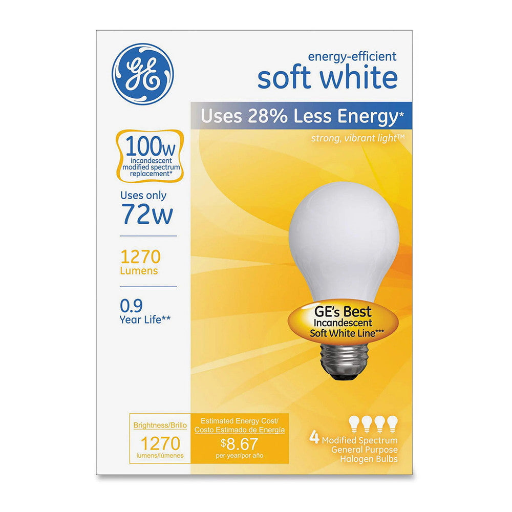GE Lighting A19 Light Bulb, 72-Watts, Soft White, 4 Ea