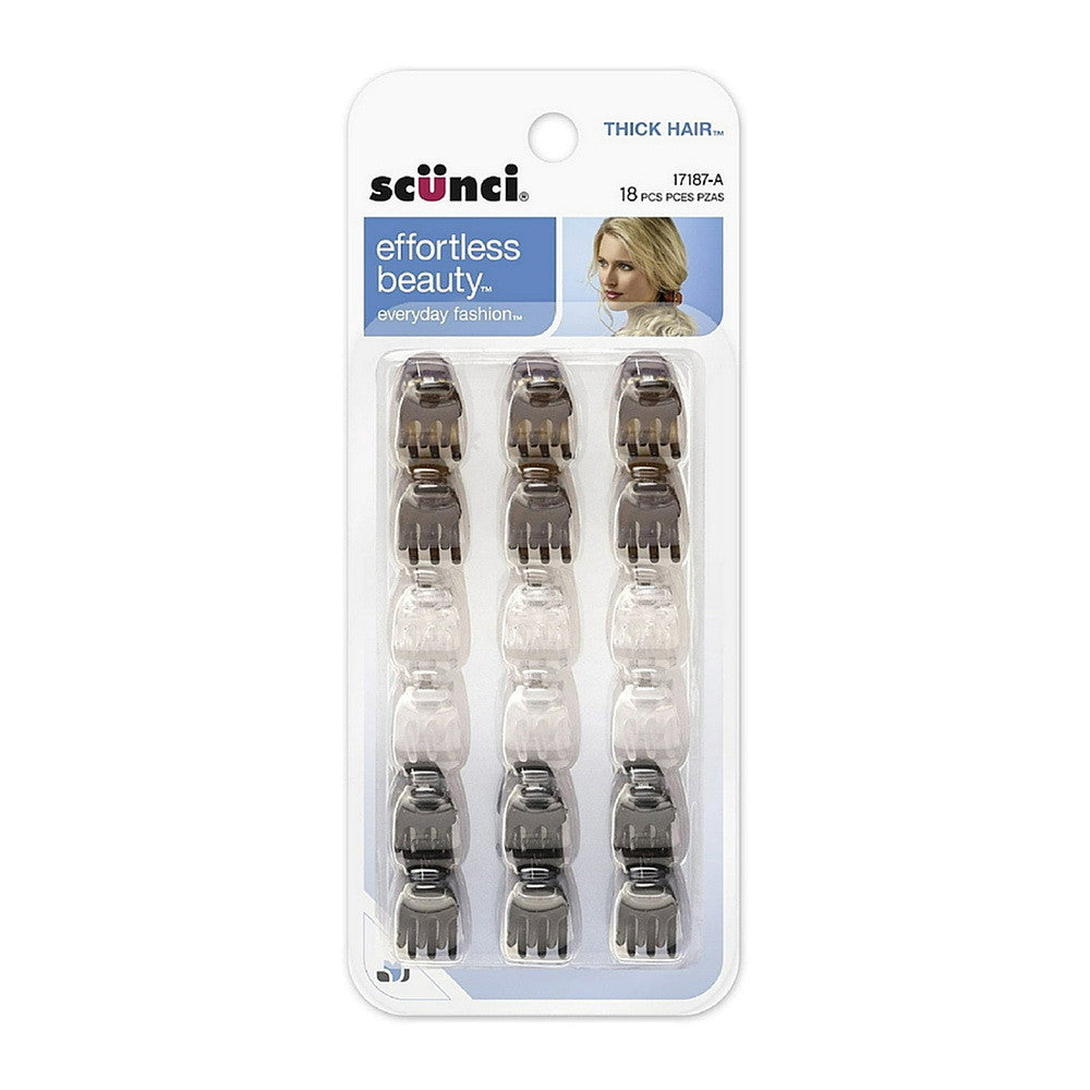 Scunci Effortless Beauty Thick Hair Mini Jaw Clips, 18 Ea
