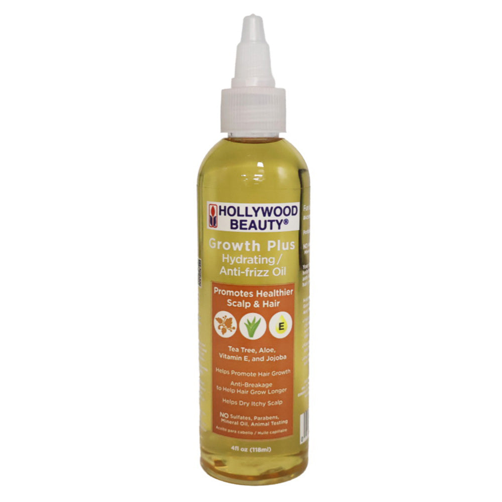 Hollywood Beauty Growth Plus Hydrating Anti Frizz Oil for Healthier Scalp and Hair 4Oz (118ml)