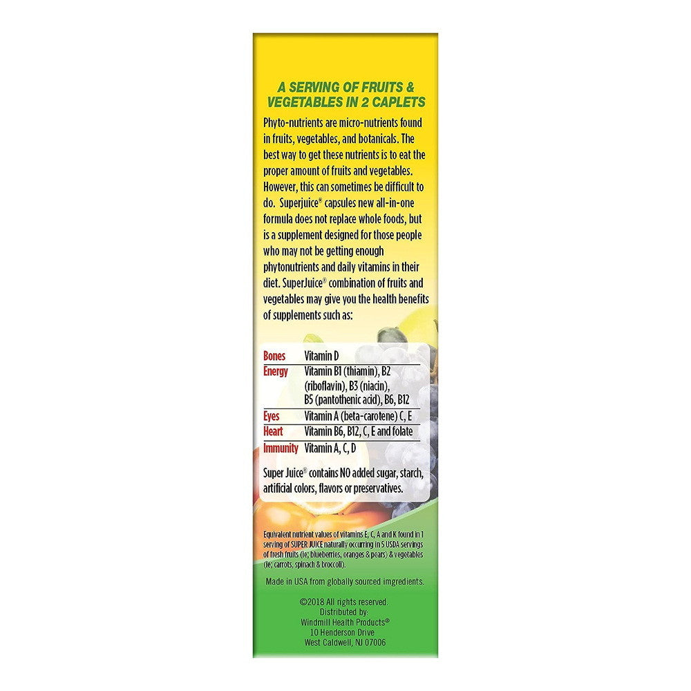 Super Juice Vegetable, Fruit And Botanical Daily Multi Phyto-Nutrient Formula, 60 Caplets