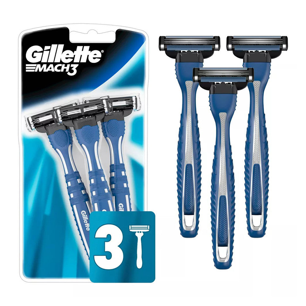 Gillette Mach3 Disposable Jetable Shave Razors, Smooth Shave, 3 Ea