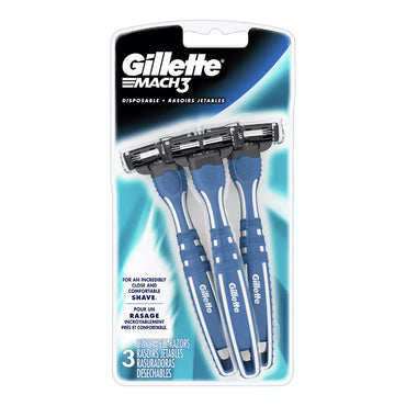 Gillette Mach3 Disposable Jetable Shave Razors, Smooth Shave, 3 Ea
