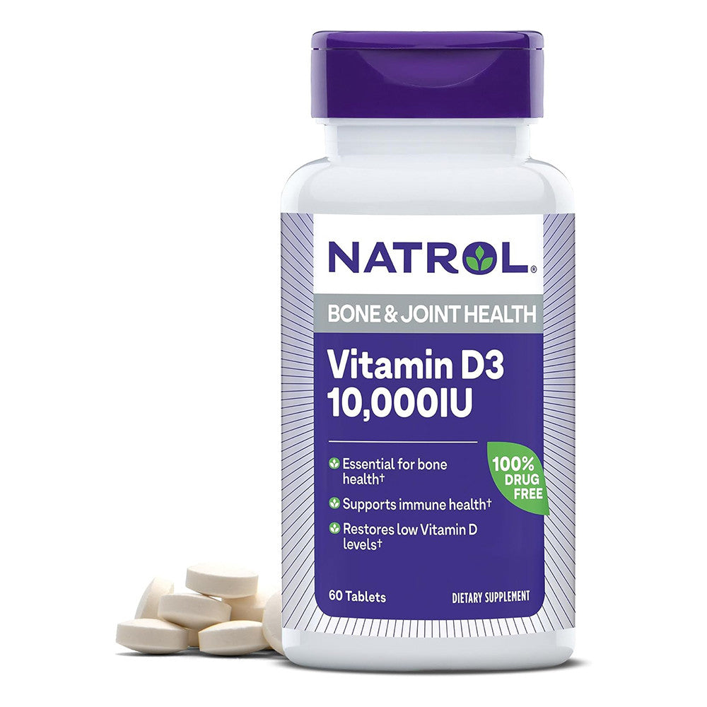 Natrol Vitamin D3 10000 IU Maximum Strength Tablets for Bone Strenght, 60 Ea