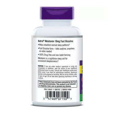 Natrol Melatonin 10Mg Maximum Strength Fast Dissolve Sleep Aid Tablets, Strawberry, 100 Ea