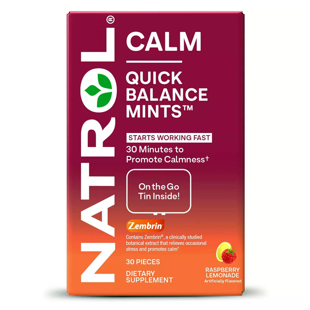 Natrol Calm Quick Balance Mints Dietary Supplement, Raspberry Lemonade, 30 Ea