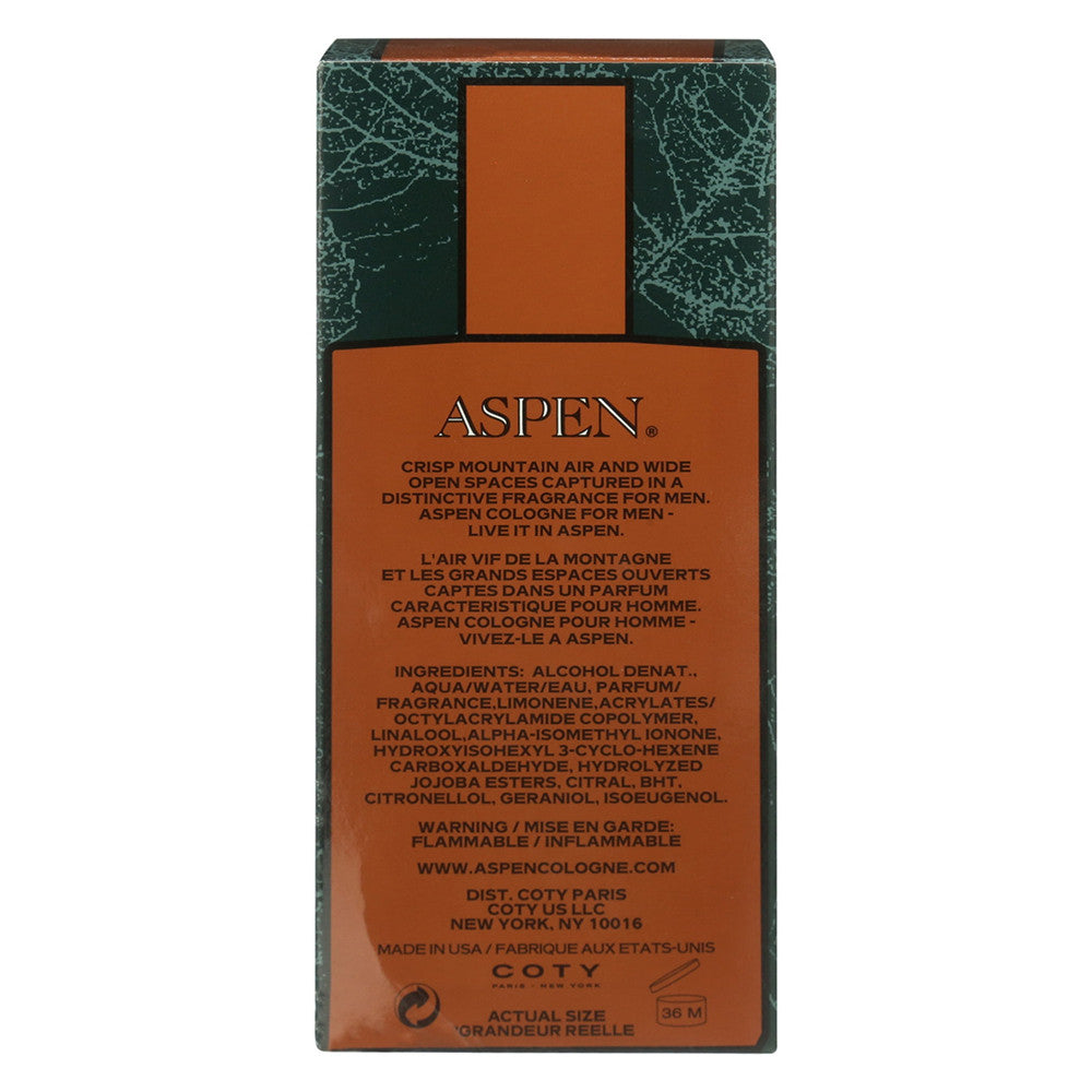 Aspen Cologne Spray for Men, 4 Oz