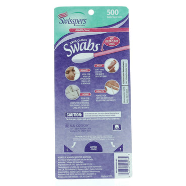 Swisspers Double Tipped Cotton Swabs, Assorted, 500 Ea