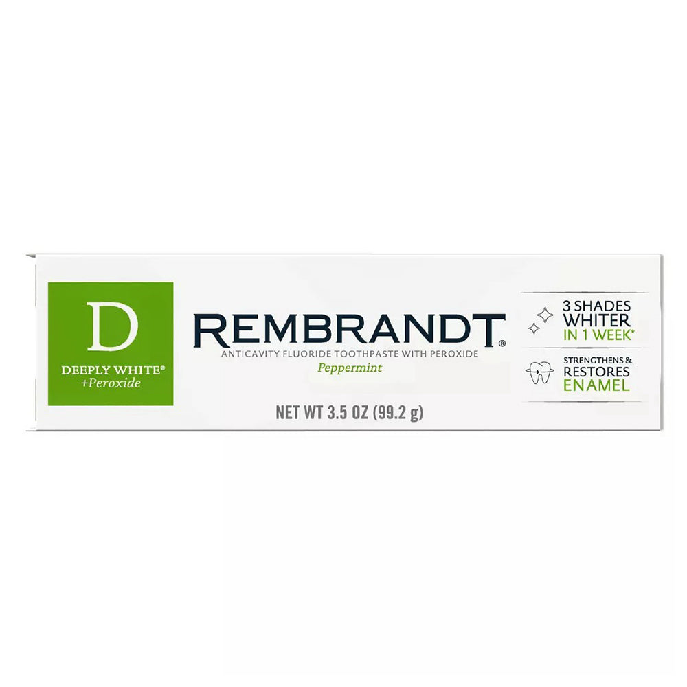 Rembrandt Deeply Whitening Fluoride White Peroxide Toothpaste Peppermint 3.5Oz (99g)