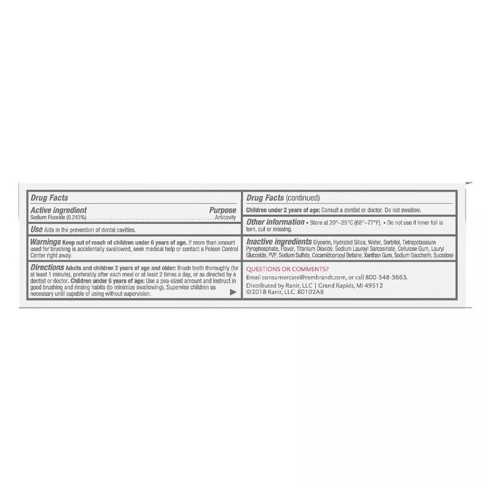 Rembrandt Intense Stain Whitening Toothpaste with Fluoride Mint, 3.52 oz