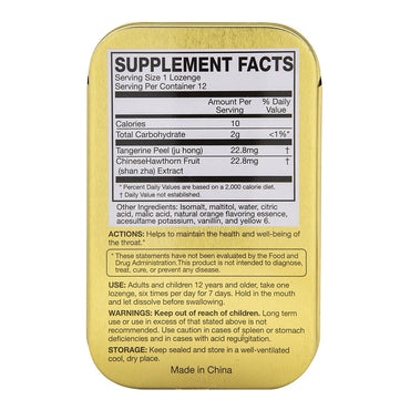 Solstice Medicine Golden Throat Lozenge Herbal Supplement, Luo Han Guo Flavor, 12 Ea