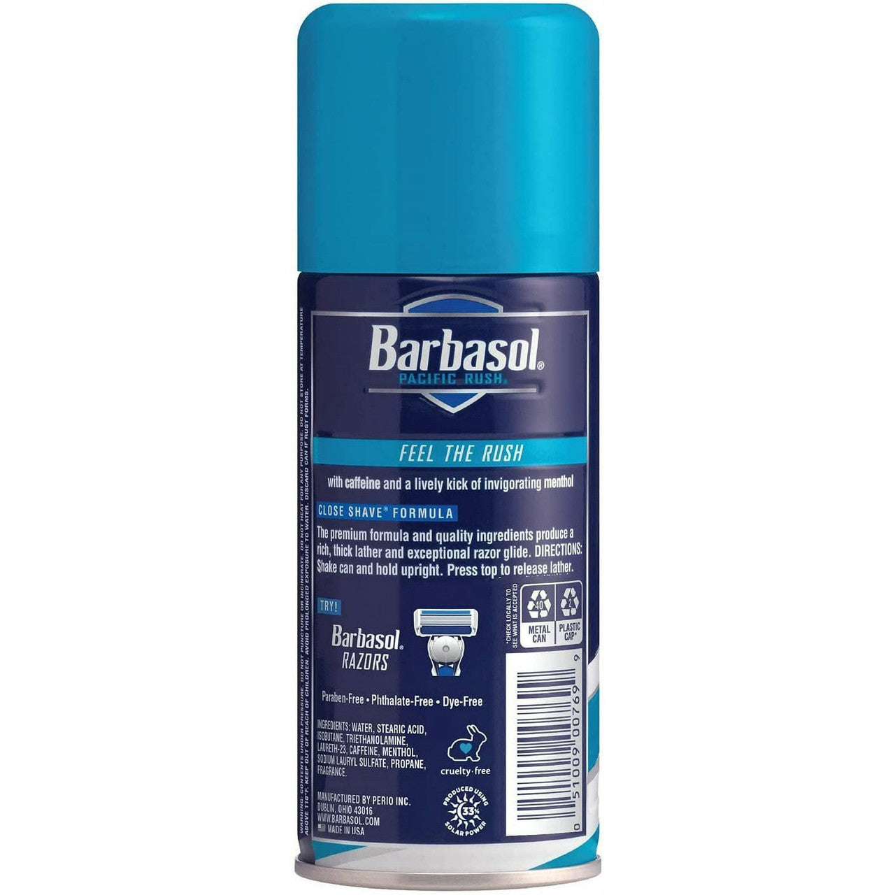 Barbasol Pacific Rush With Caffeine And Menthol Thick And Rich Shaving Cream, 7 Oz