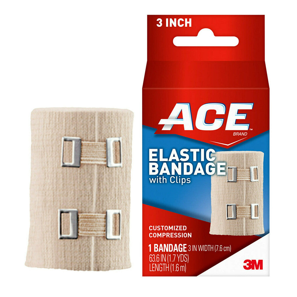 Ace Brand Elastic Bandage With Clips 3 Inch, 1 Ea