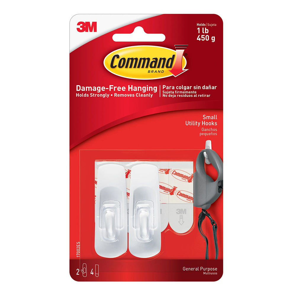 3M Command Medium Hook Strips Damage Free Hanging 2 Hooks 4 Strips 1Ea