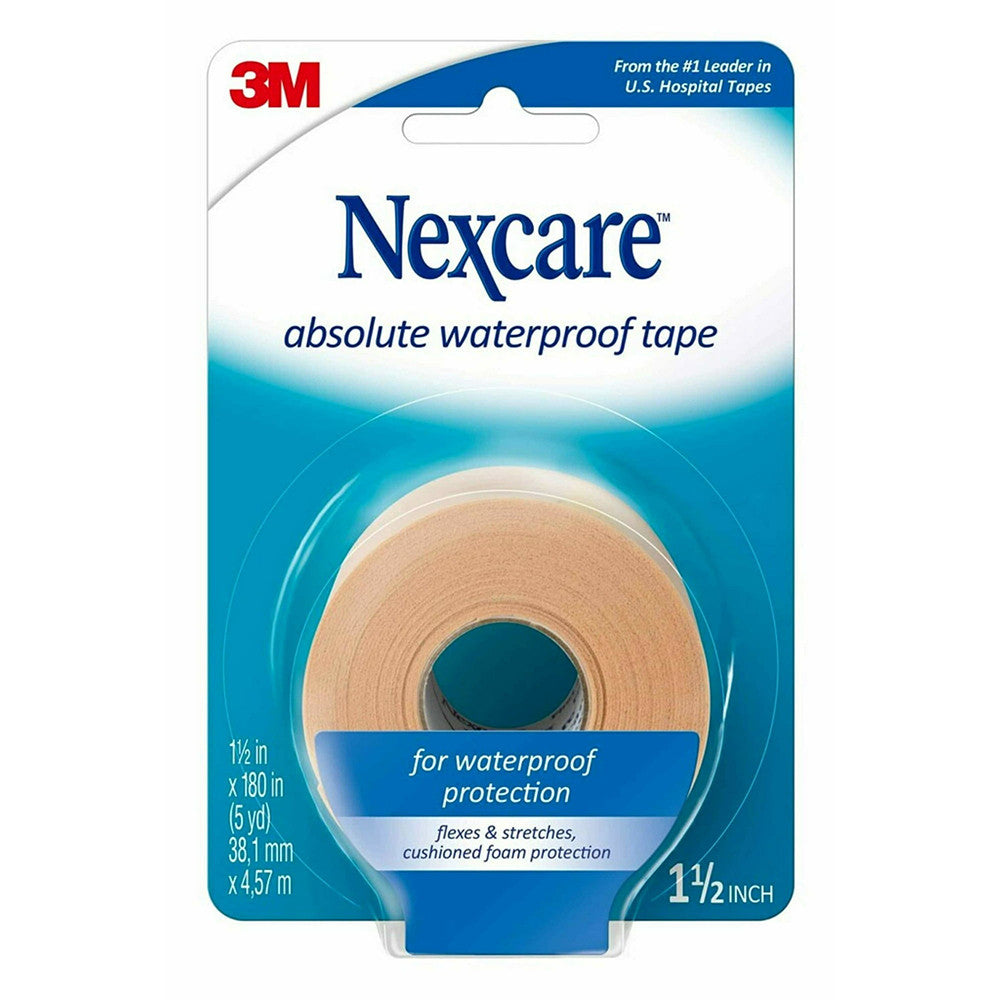 Nexcare Absolute Waterproof Cushion First Aid Tape, 1.5 Inch by 5 Yd, 1 Ea