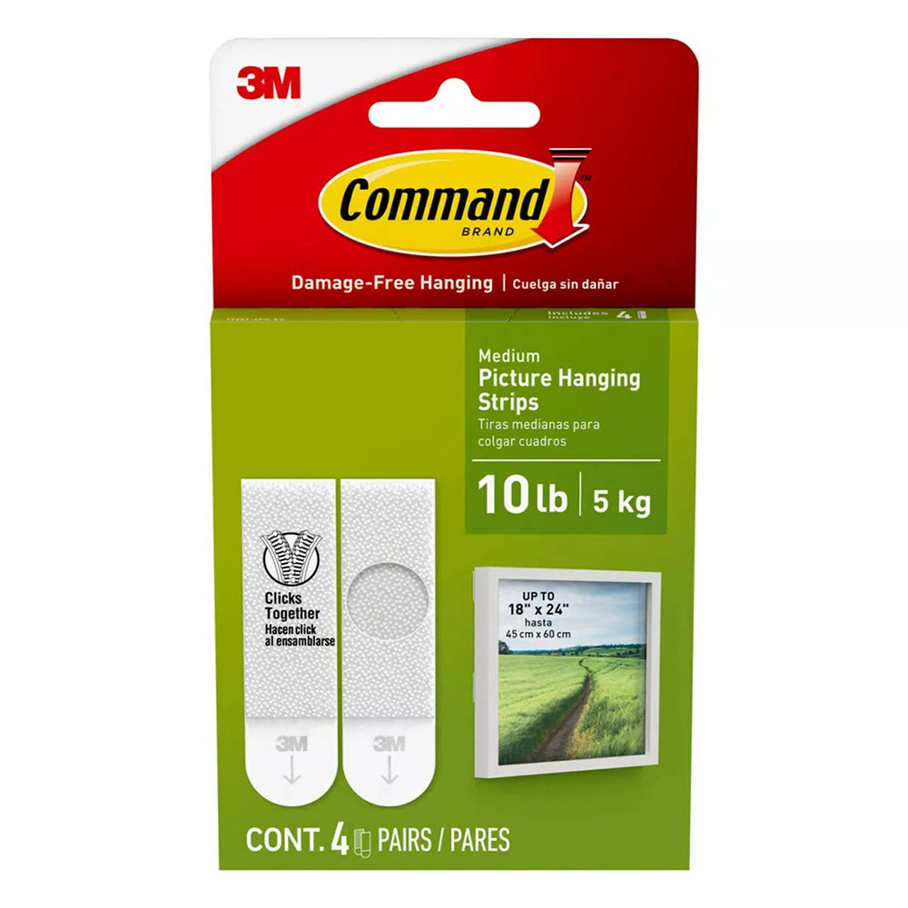 3M Command Medium Picture Hanging Strips White 4 Pairs