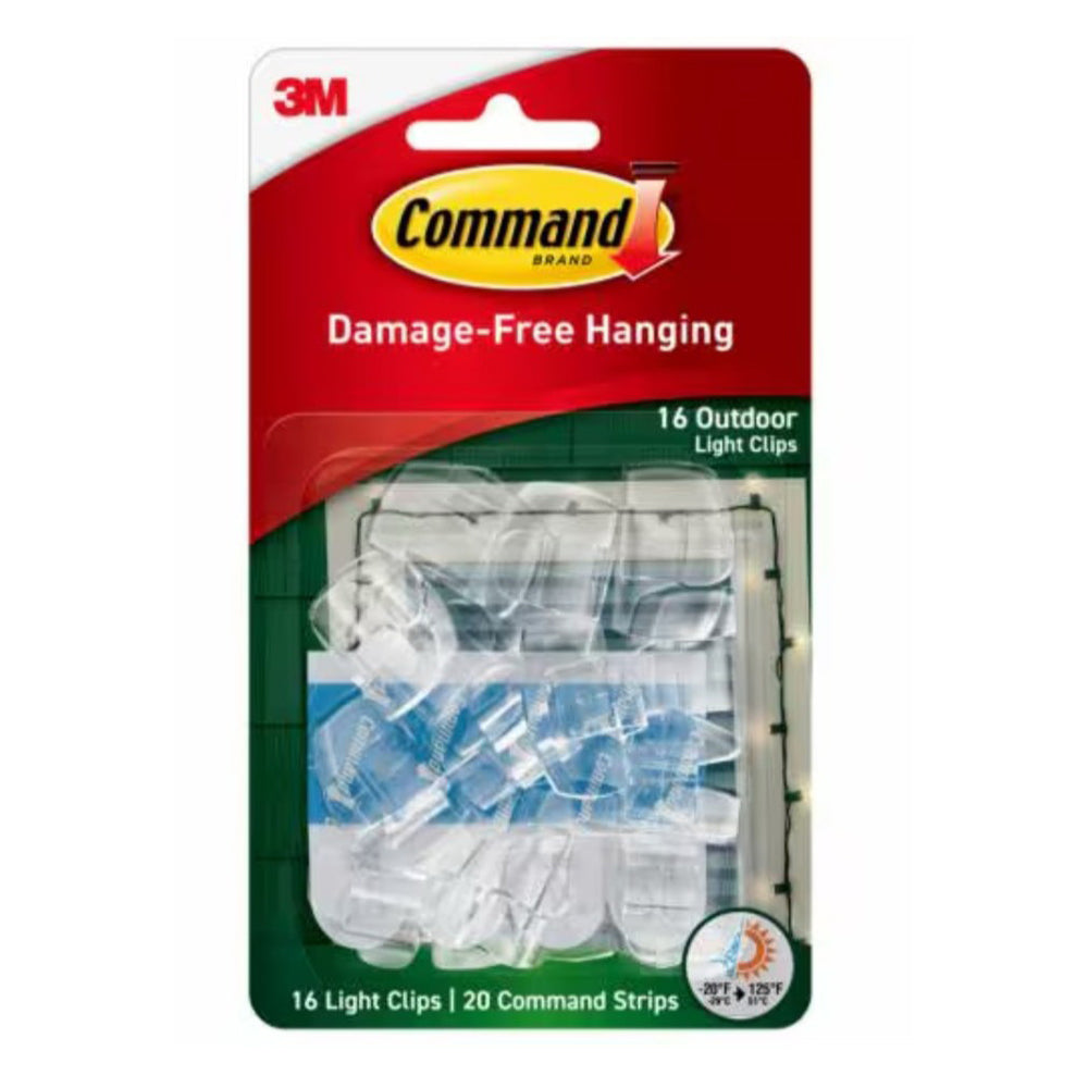 3M Command Outdoor Light Clips for Damage Free Hanging 16Ea