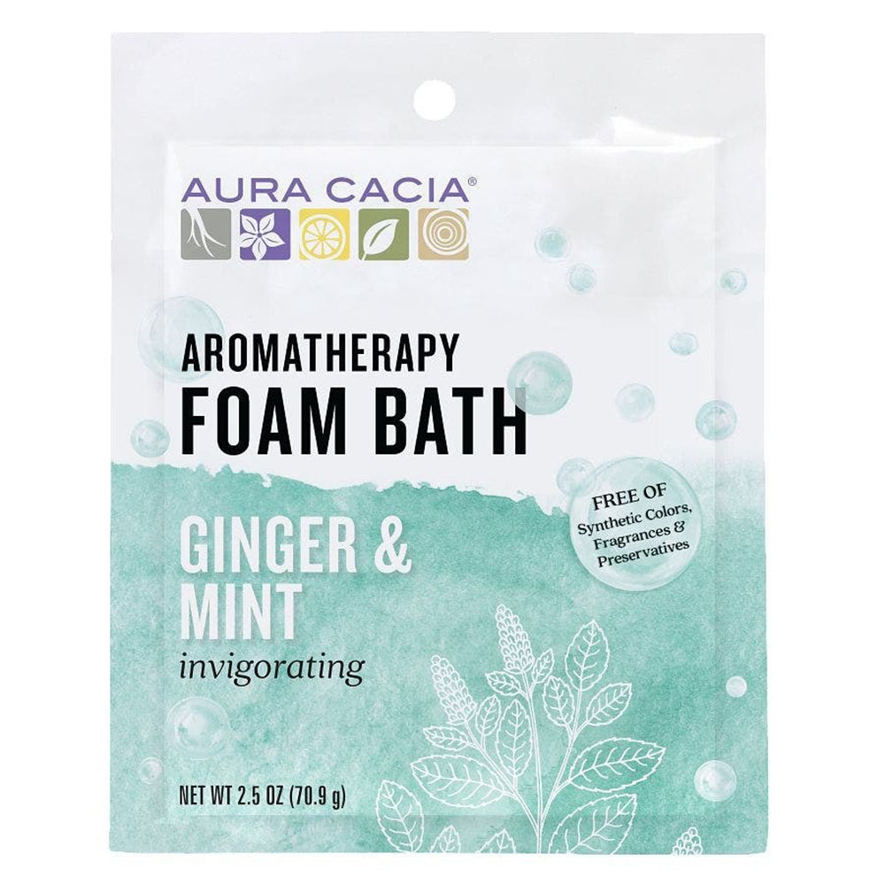 Aura Cacia Aromatherapy Foam Bath Ginger and Mint Refreshing and Comforting Formula 2.5Oz (70.9g)