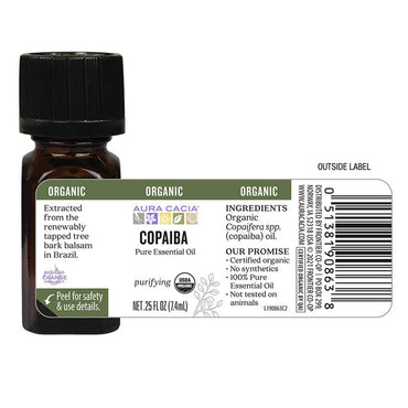 Aura Cacia Copaiba Organic Pure Essential Oil, 0.25 Oz