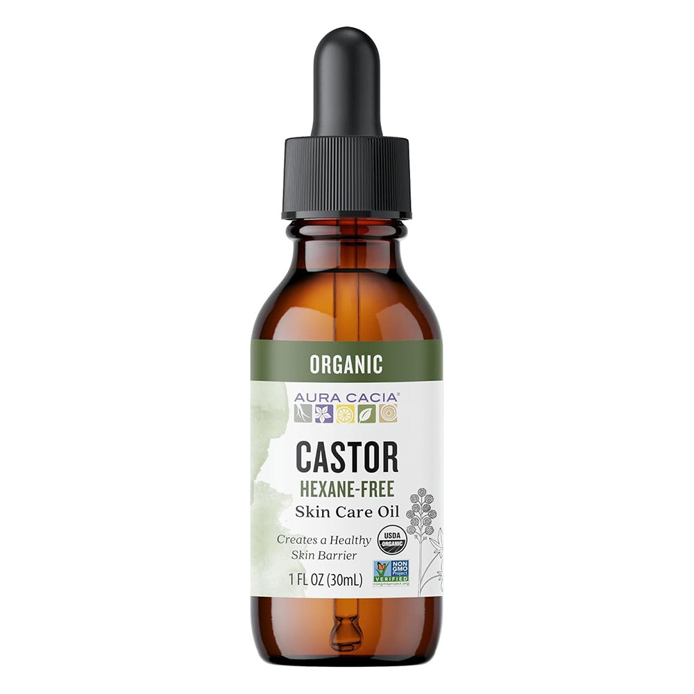 Aura Cacia Organic Castor Hexane-Free Skin Care Oil 1Oz (30ml)