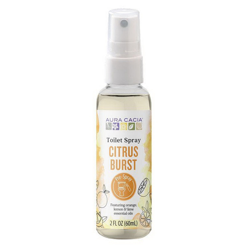 Aura Cacia Citrus Burst Toilet Spray Featuring Orange Lemon and Lime Essential Oils Light Aroma 2Oz (60ml)