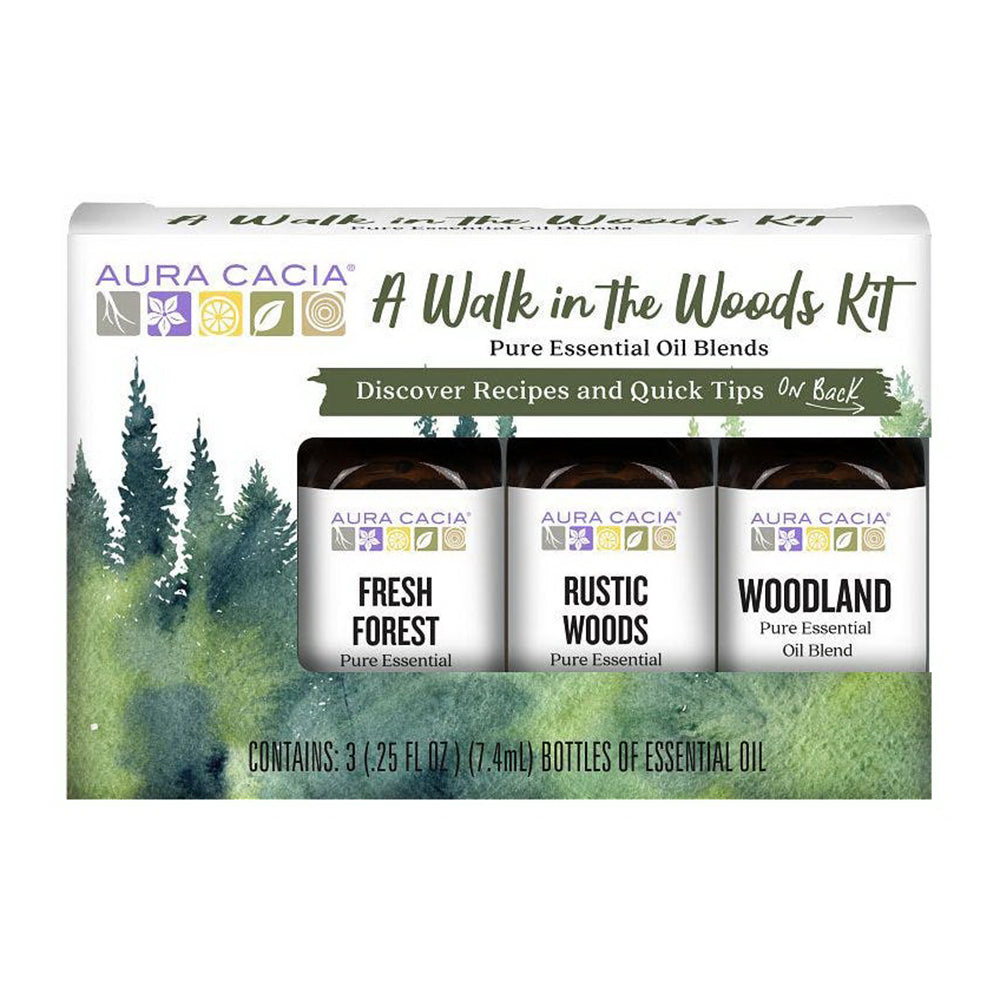 Aura Cacia Fresh Forest Rustic Walk in the Woods Kit Pure Essential Oil Woodland Aromatherapy Blends 1Ea