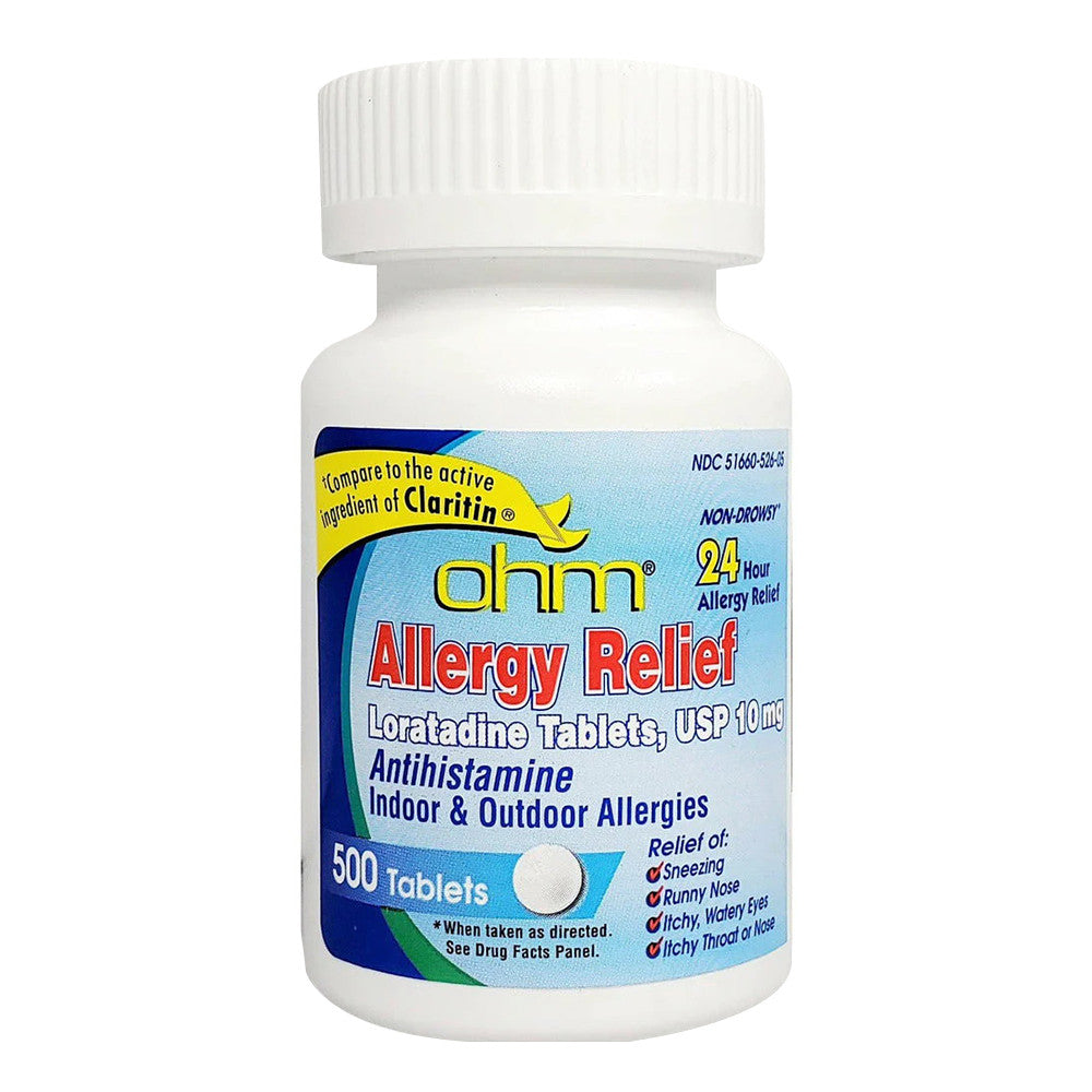 OHM Loratadine Usp 10 mg Antihistamine Allergy Relief Tablets, 500 Ea