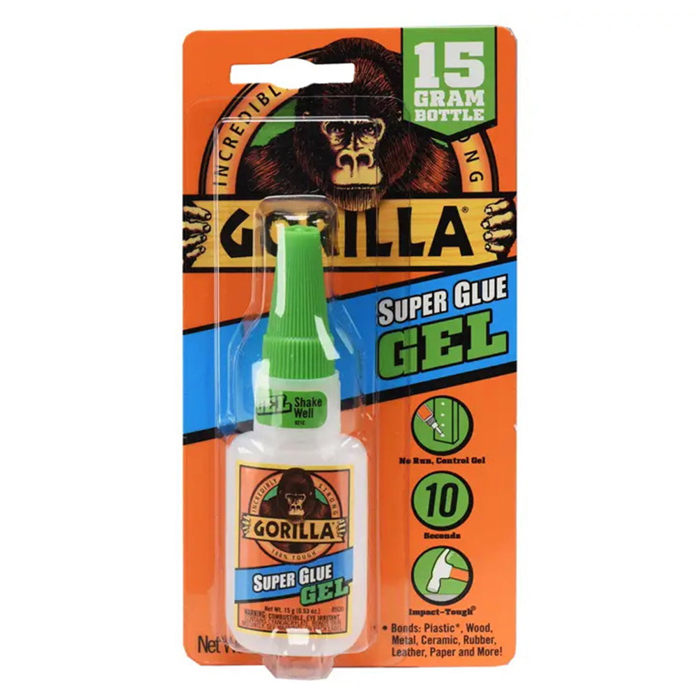 Gorilla Glue Super Glue Clear Gel Bottle Easy to Use Thicker and More Controlled Formula 0.53Oz (15g)