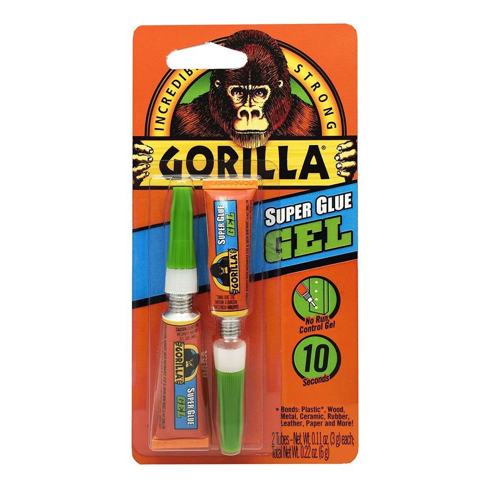 Gorilla Super Glue Gel Tubes Fast Setting Strong and Precise Repair Adhesive 0.11Oz (3g) 2Ea