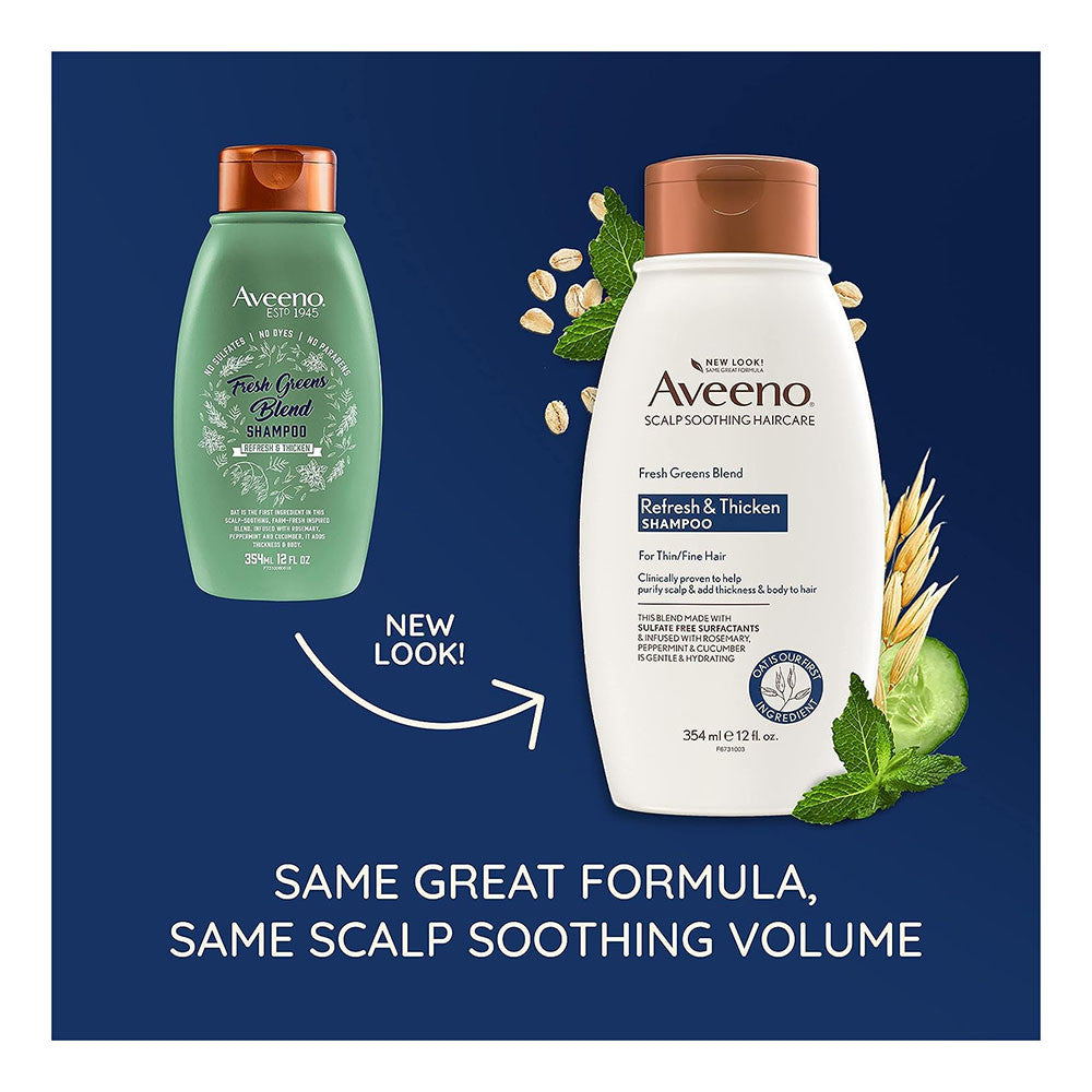 Aveeno Fresh Greens Blend Refresh and Thicken Shampoo, 12 Oz