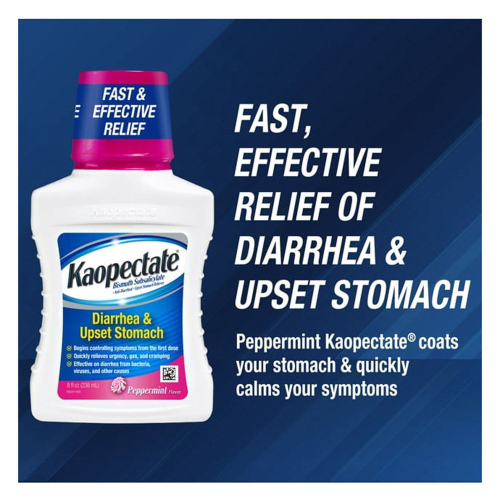 Kaopectate Anti Diarrheal And Upset Stomach Relief Liquid, Peppermint, 11 Oz
