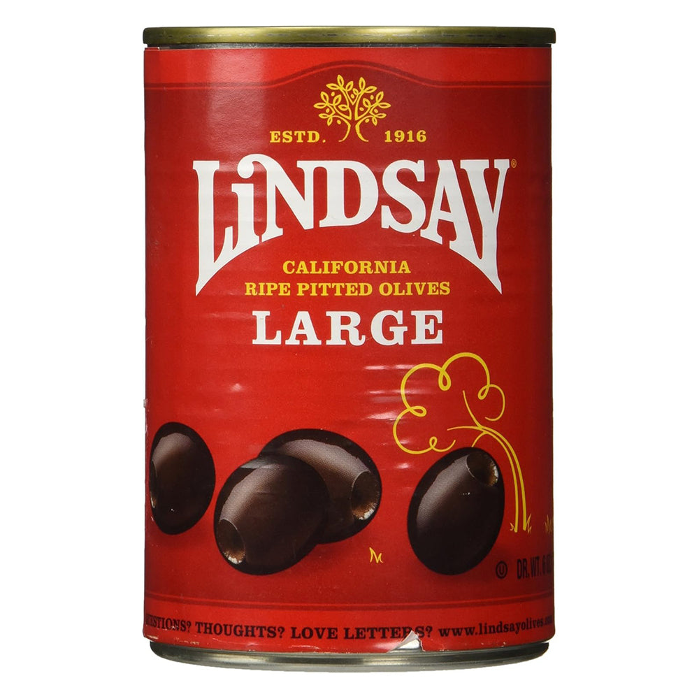 Lindsay Large Pitted Ripe Olives Snack Size Ready to Eat Savory Snack 6Oz (170g)