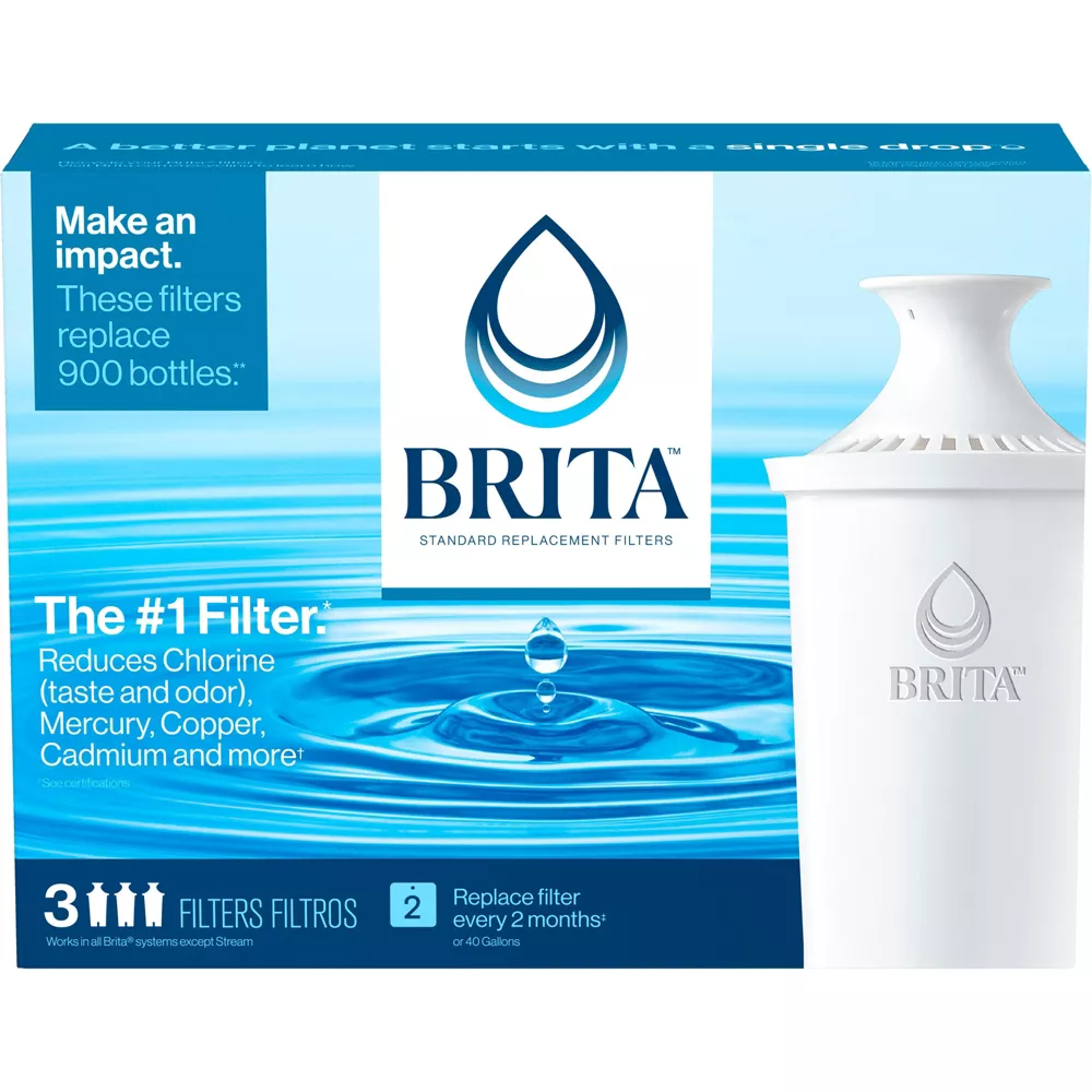 Water Filter Refills - Brita Pitcher Replacement Filter For Great Tasting Water, 3 Ea