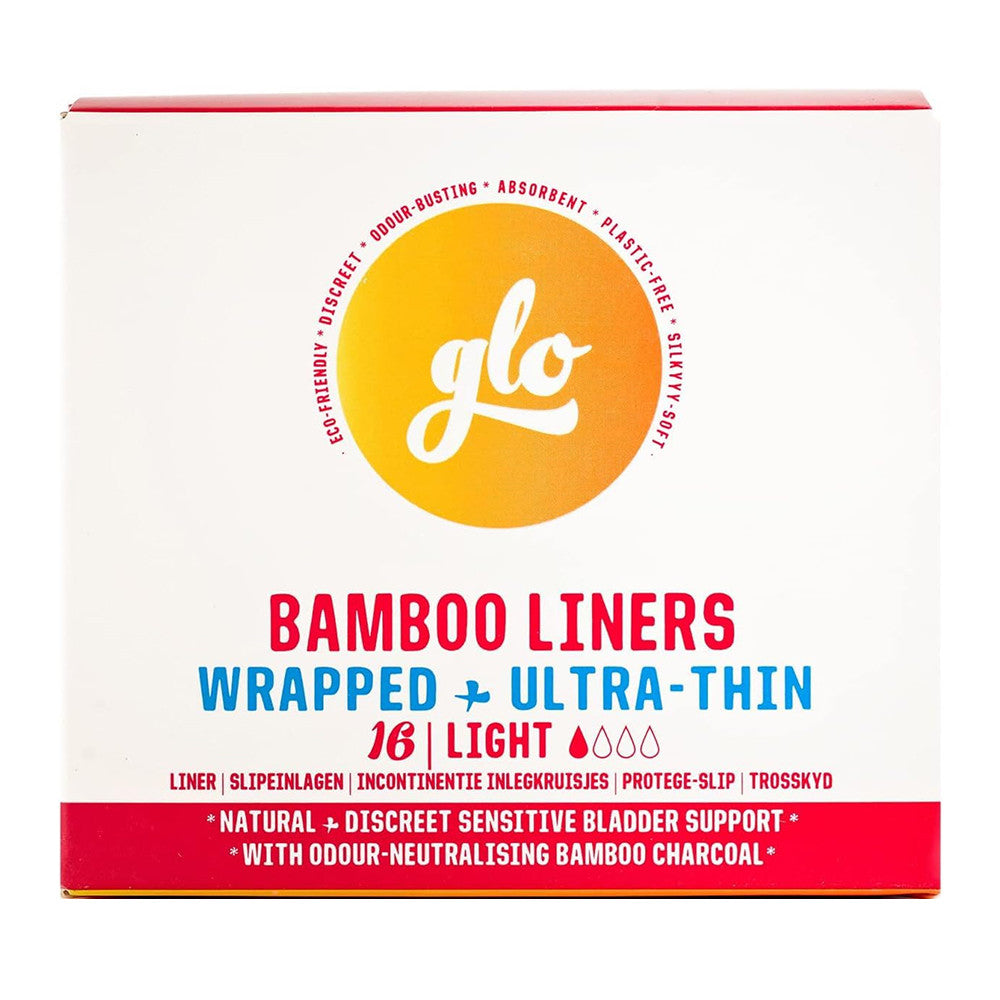 Glo Bamboo Liners Wrapped Ultra Thin for Sensitive Bladder, Light, 16 Ea