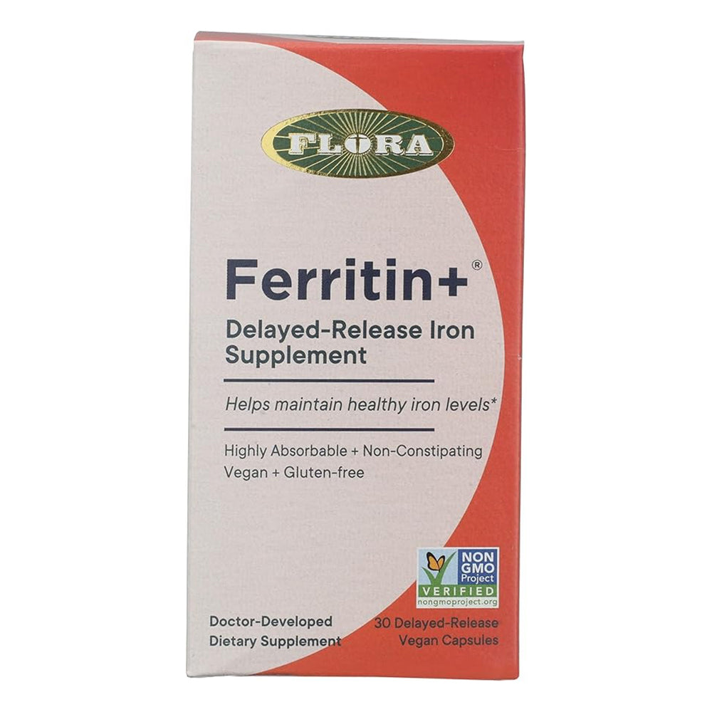 Flora Ferritin Plus Delayed Release Iron Supplement Vegan Capsules 30Ea
